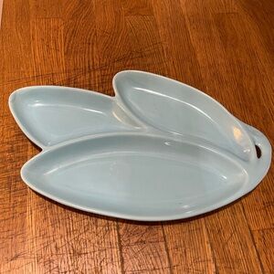 California Pottery Vintage Blue Three Section Midcentury Modern‎ Serving Tray